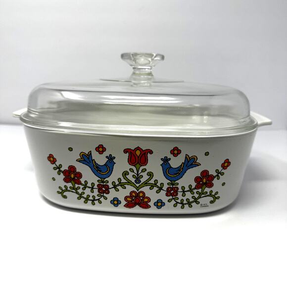 Vintage Corning Ware Country Festival 4 Quart Casserole 1975 A-84-B w PYREX Lid - Picture 4 of 10